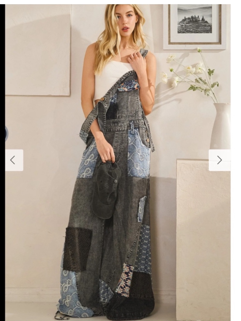 New• Oli & Hali Memphis Mixed Patchwork Relaxed Fit Wide Leg Jumpsuit• Large - Picture 3 of 4